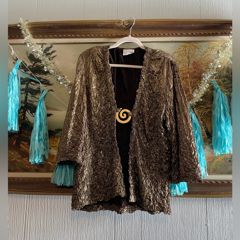 Joseph Ribkoff Brown and Gold Jacket. Size M.